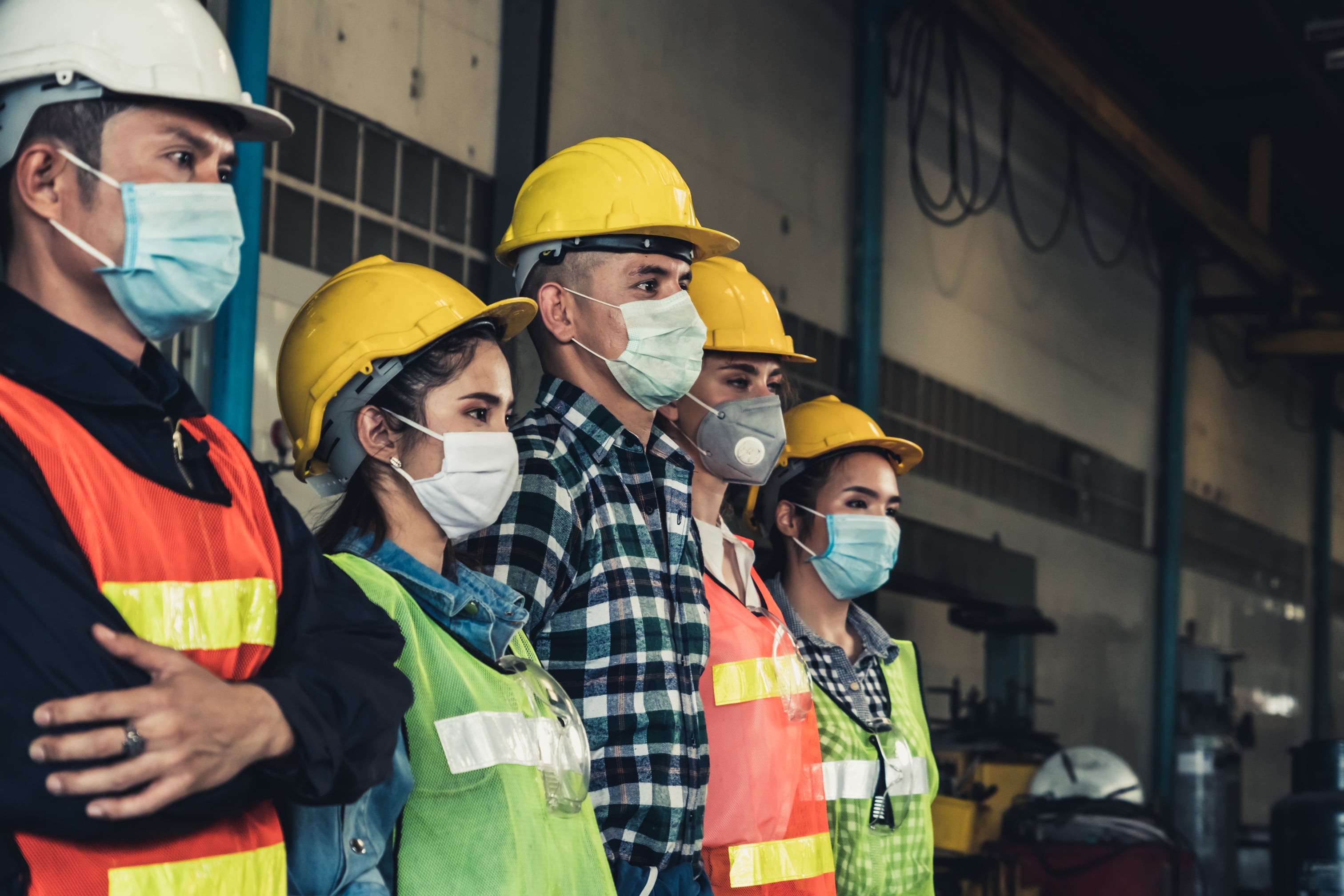 Workers with mask
